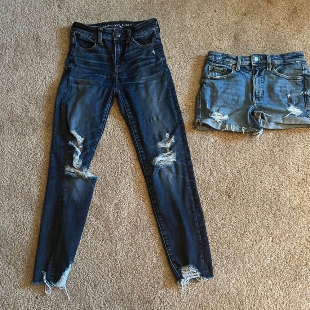 American Eagle jeans and Old Navy shorts size 0